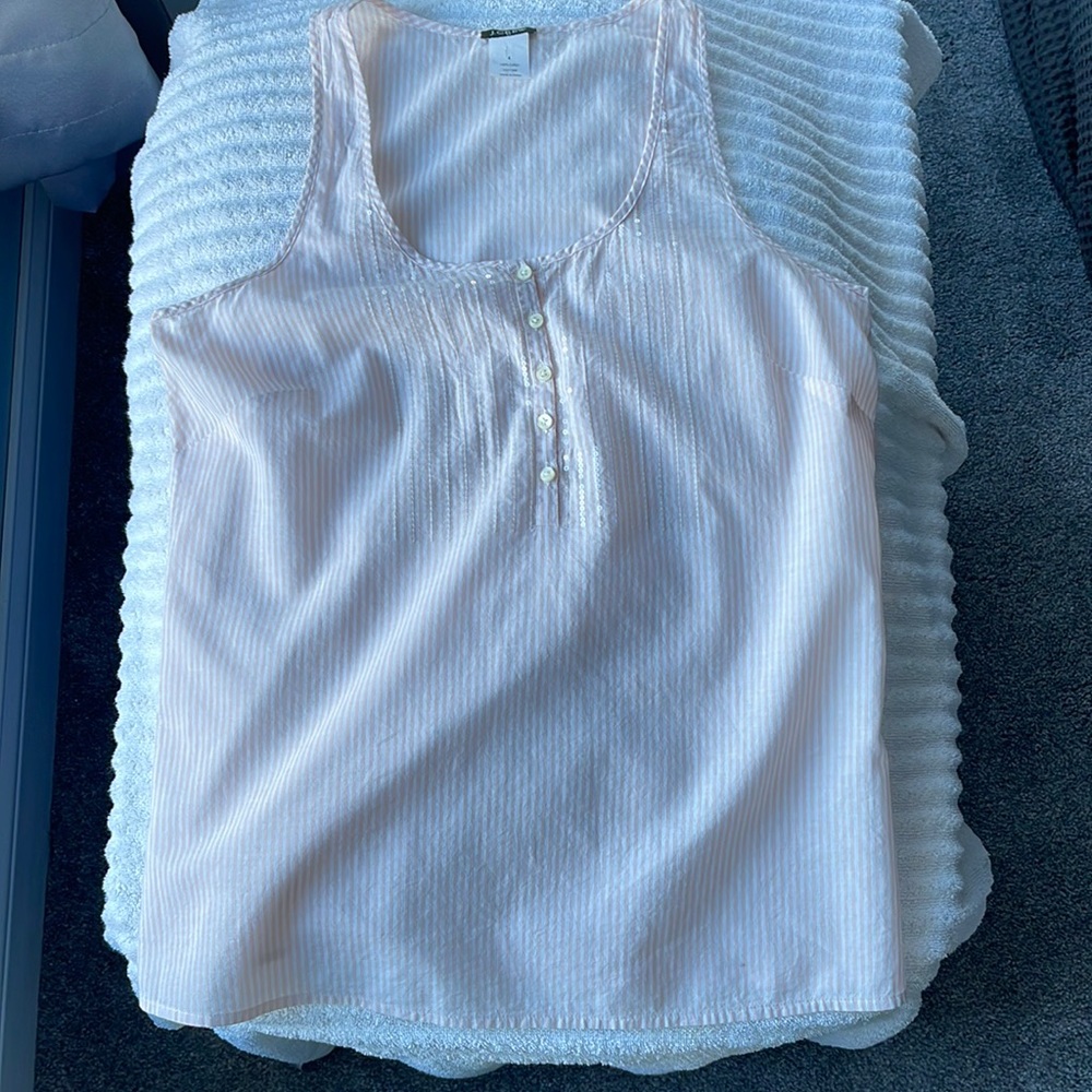 J Crew Pink Striped Sequin Tank Size 4 Tank